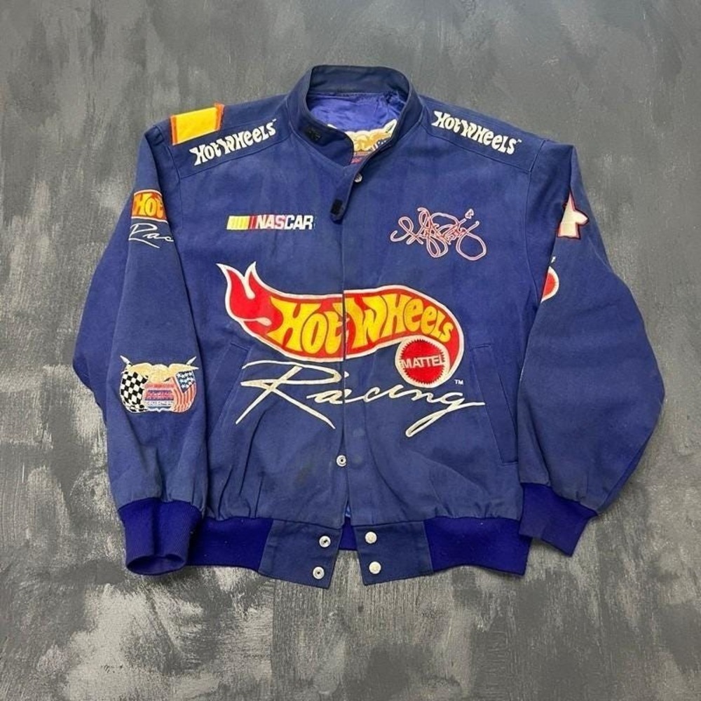 Vintage Hot Wheels Nascar Jacket‎ Mens Small Blue 1990s Jeff Hamilton